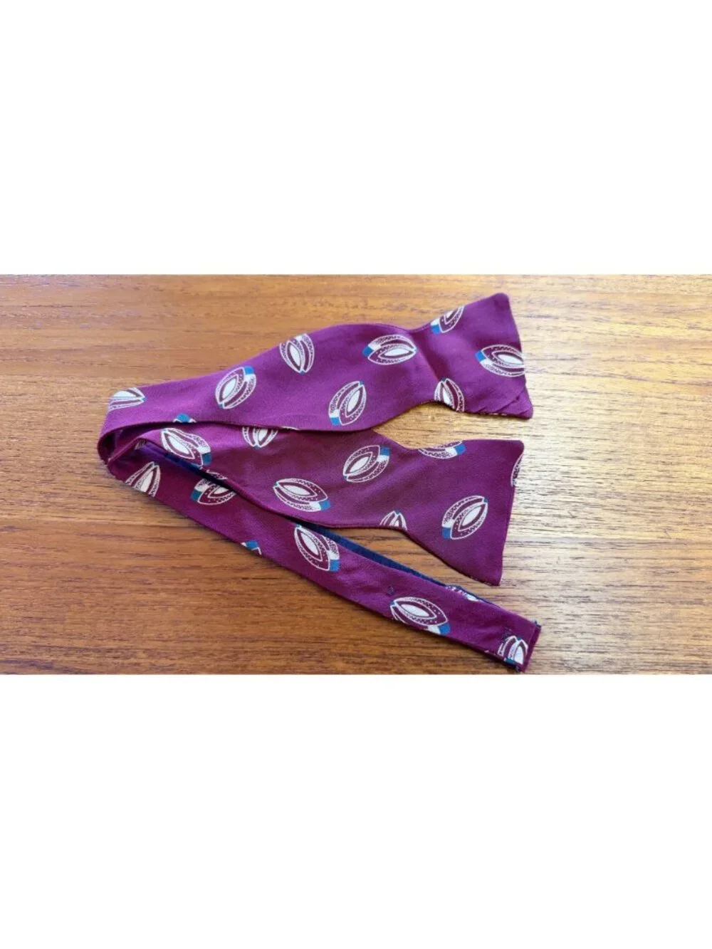 Vintage Polo By Ralph Lauren Mens Adjustable Bow Tie Burgundy Geometric Silk USA